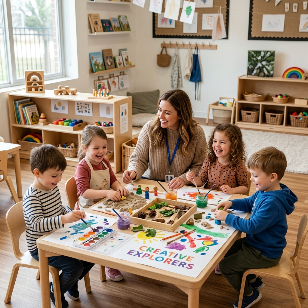 Professora e crianças na educação infantil